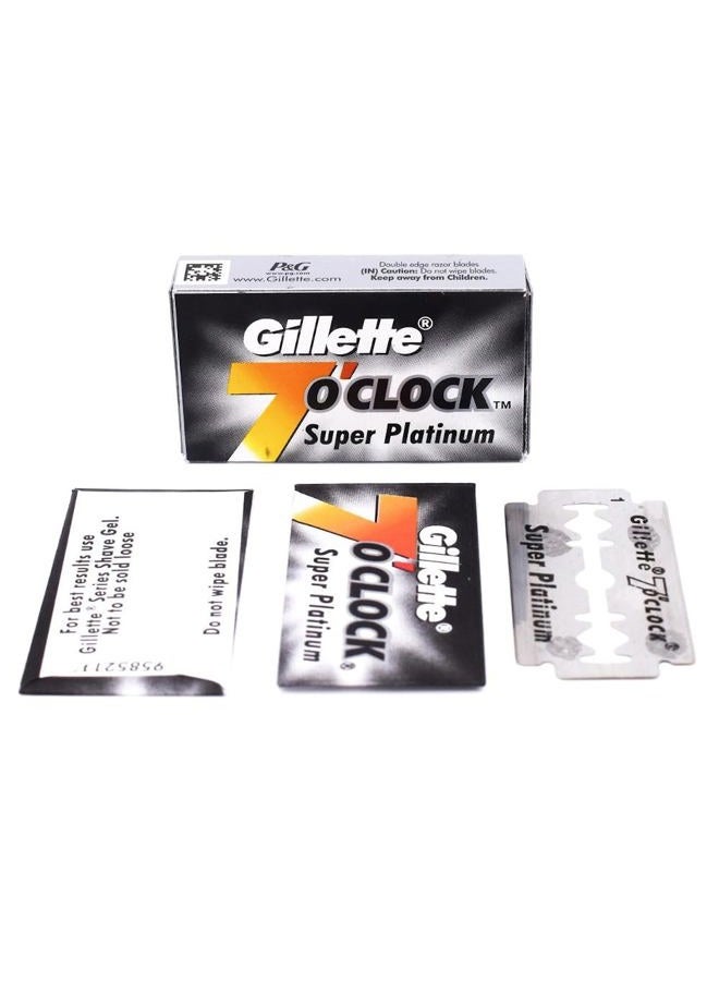 Gillette 100 شفرة حلاقة 7 O'clock سوبر بلاتينيوم مزدوجة الحافة (20x5) - المعروفة أيضًا باسم 7'Oclock Black - شفرات متميزة على بطاقة عرض - Image 2