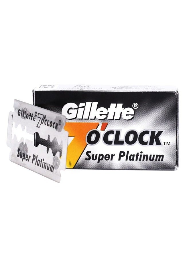 Gillette 100 شفرة حلاقة 7 O'clock سوبر بلاتينيوم مزدوجة الحافة (20x5) - المعروفة أيضًا باسم 7'Oclock Black - شفرات متميزة على بطاقة عرض - Image 4