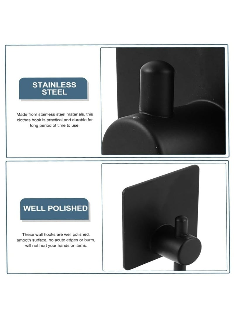 4Pcs Black Stainless Steel Wall Adhesive Hooks - Image 3