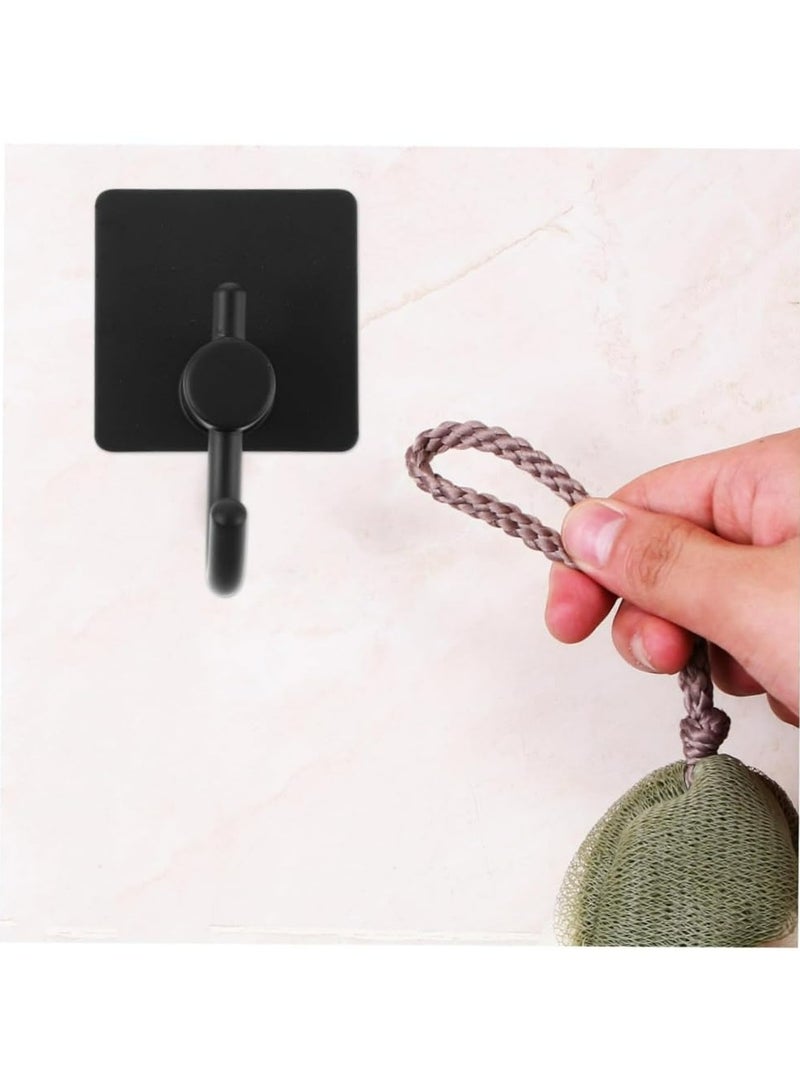 4Pcs Black Stainless Steel Wall Adhesive Hooks - Image 4