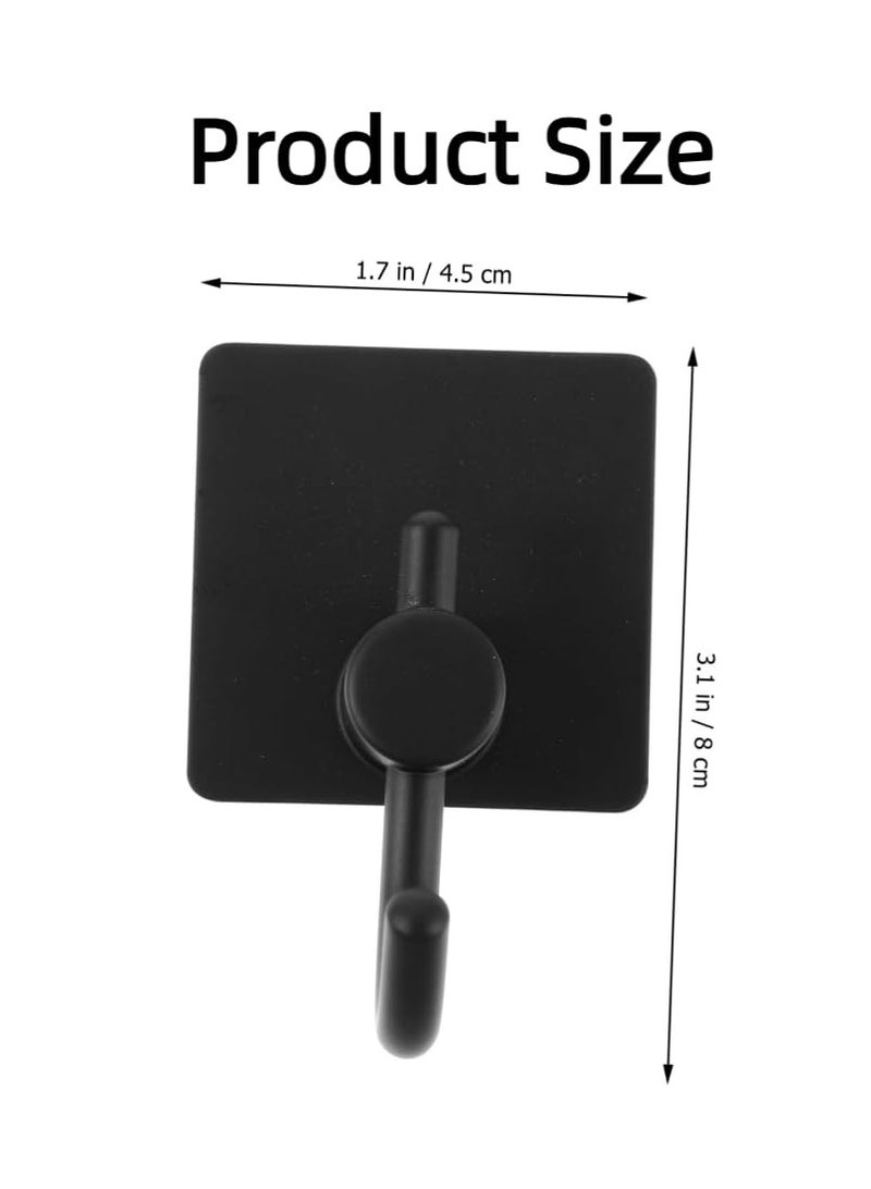 4Pcs Black Stainless Steel Wall Adhesive Hooks - Image 2
