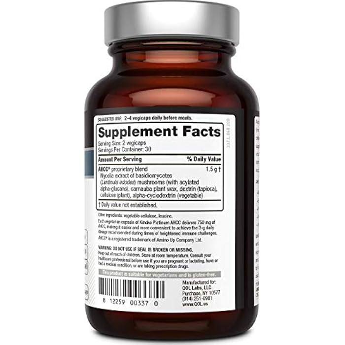 Quality of Life حزمة صحة المناعة - تحتوي على كينوكو بلاتينوم AHCC 750 ملغ وأليرفين - Image 3