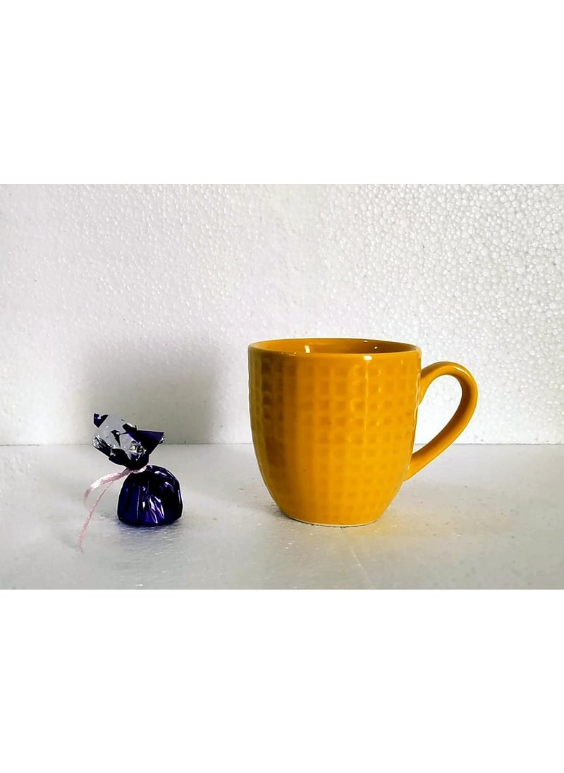 MOODY PANDA MOODY PANDA Large Cup Set of 6 Cups Set Set of 6 Cups Stoneware Tea Cups 175ml Designer Cups Coffee Cups Mustard Yellow  - Image 4