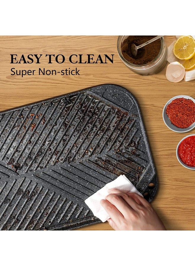 SENSARTE Nonstick Griddle Grill Pan, Pro-Grid Reversible Grill & Griddle Pan, Two Burner Cast Aluminum, Portable for Indoor Stovetop or Outdoor Camping BBQ, 19.5" x 10.7" - Image 4