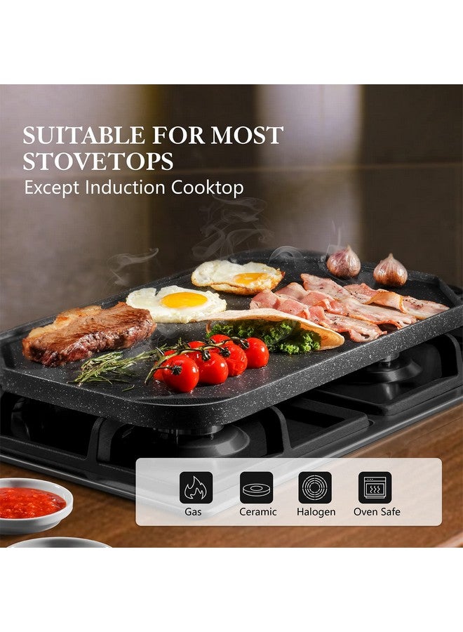 SENSARTE Nonstick Griddle Grill Pan, Pro-Grid Reversible Grill & Griddle Pan, Two Burner Cast Aluminum, Portable for Indoor Stovetop or Outdoor Camping BBQ, 19.5" x 10.7" - Image 3