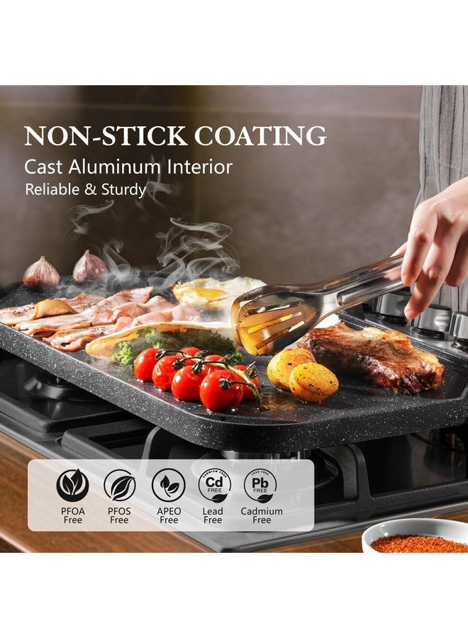 SENSARTE Nonstick Griddle Grill Pan, Pro-Grid Reversible Grill & Griddle Pan, Two Burner Cast Aluminum, Portable for Indoor Stovetop or Outdoor Camping BBQ, 19.5" x 10.7" - Image 2