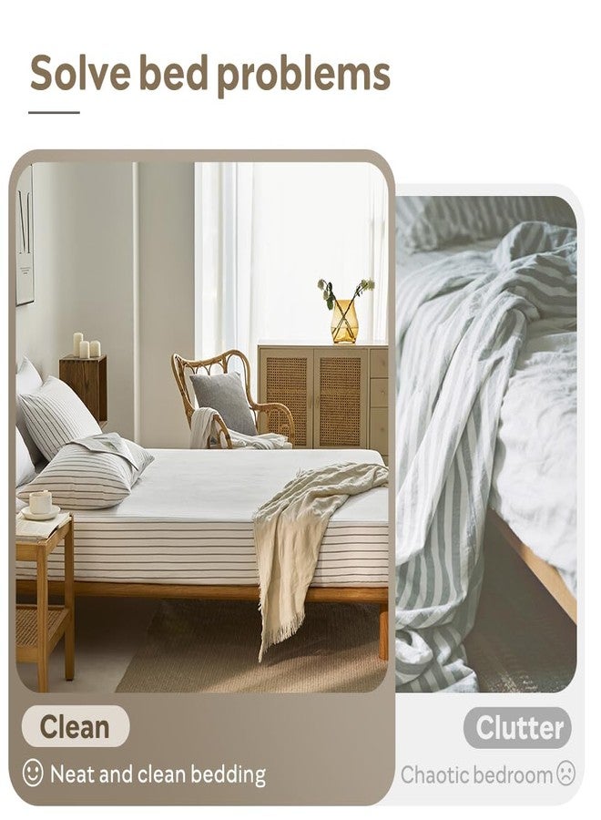 JELLYMONI 100% Cotton Fitted Sheet, White with Thin Gray Vertical Stripes, Ultra Soft Breathable Bed Sheet with Extra Deep 16" Pockets, Queen Size, 1-Piece - Image 5