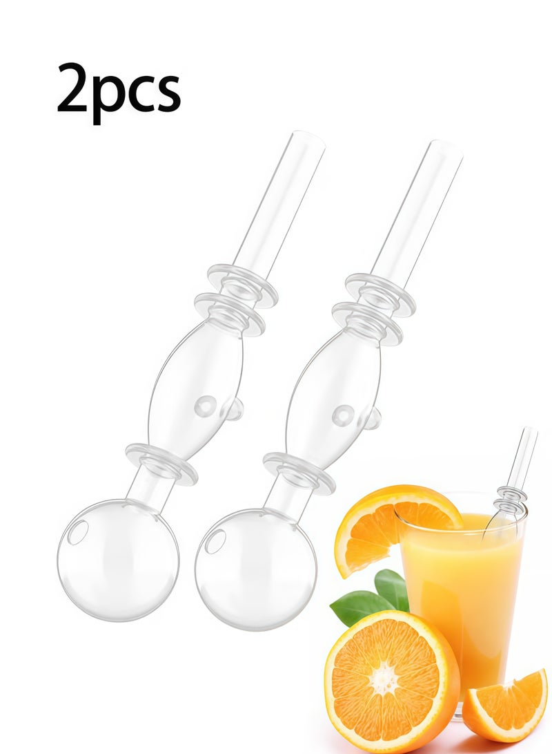 2Pcs Glass Drinking Straw Reusable, Transparent & Durable, Suitable for Juice / Drink / Coffee / Milk / Tea Stirring