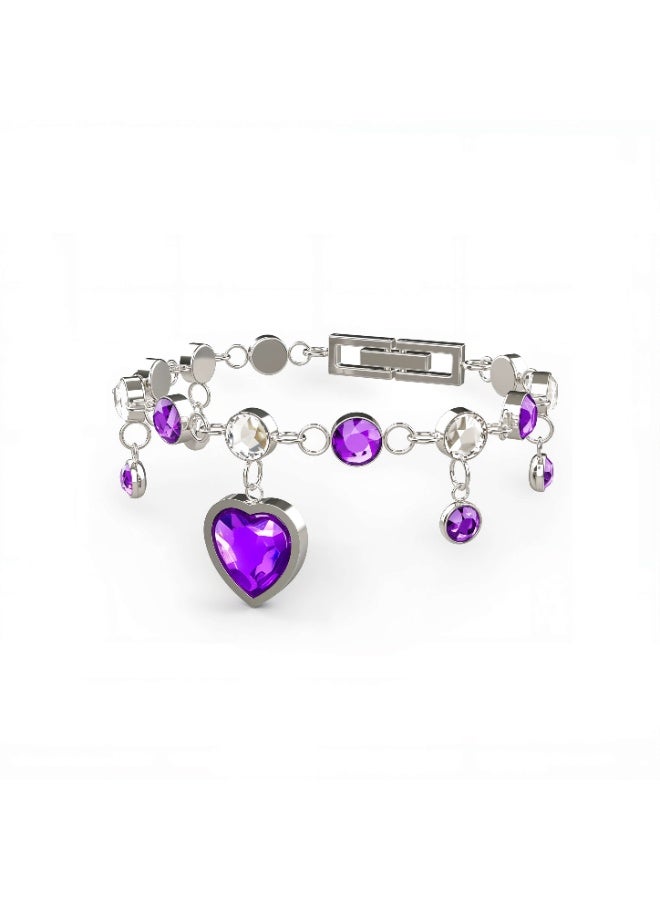 Stainless Steel Titanium Steel Bracelet for Women Purple Shining Star Charm Bracelet with Sparkling Cubic Zirconia Hypoallergenic Never Fade Unfading Jewelry Romantic Celestial Gift for Her Exclusive Design Galaxy Star Constellation Bracelet Dainty Everyday Gift Idea - Image 1