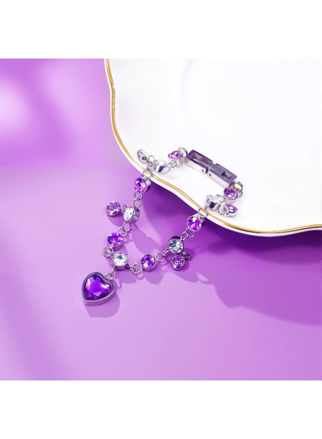 Stainless Steel Titanium Steel Bracelet for Women Purple Shining Star Charm Bracelet with Sparkling Cubic Zirconia Hypoallergenic Never Fade Unfading Jewelry Romantic Celestial Gift for Her Exclusive Design Galaxy Star Constellation Bracelet Dainty Everyday Gift Idea - Image 3