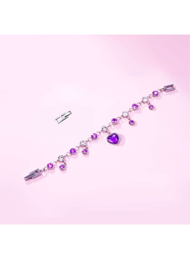Stainless Steel Titanium Steel Bracelet for Women Purple Shining Star Charm Bracelet with Sparkling Cubic Zirconia Hypoallergenic Never Fade Unfading Jewelry Romantic Celestial Gift for Her Exclusive Design Galaxy Star Constellation Bracelet Dainty Everyday Gift Idea - Image 4