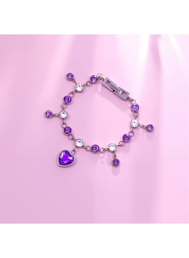 Stainless Steel Titanium Steel Bracelet for Women Purple Shining Star Charm Bracelet with Sparkling Cubic Zirconia Hypoallergenic Never Fade Unfading Jewelry Romantic Celestial Gift for Her Exclusive Design Galaxy Star Constellation Bracelet Dainty Everyday Gift Idea - Image 5