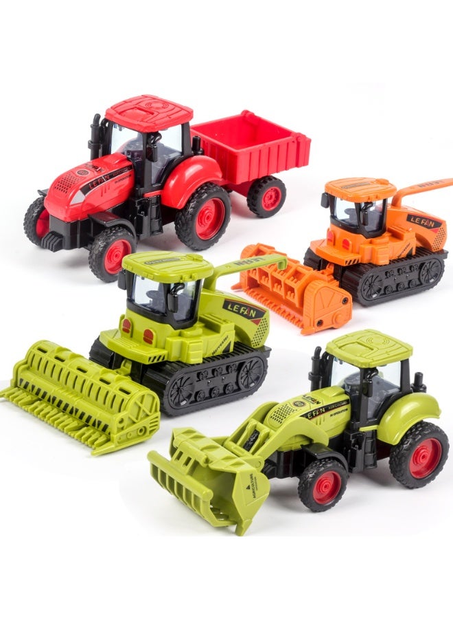 هالامودو 4 قطع من قطع الغيار مجموعة أدوات اللعب بالقصور القاصر لمركبة المزارع (مع جزازة مرج، وحاصدة، وجرار، وشاحنة خطاف) -نماذج محاكاة السيارة للأطفال الصبية، القصور القاصر المزود بأجزاء متحركة، ومواد بلاستيكية آمنة مقاومة للقصور، وألعاب تعليمية للعب الأدوار (15*7*7 سم) - Image 1
