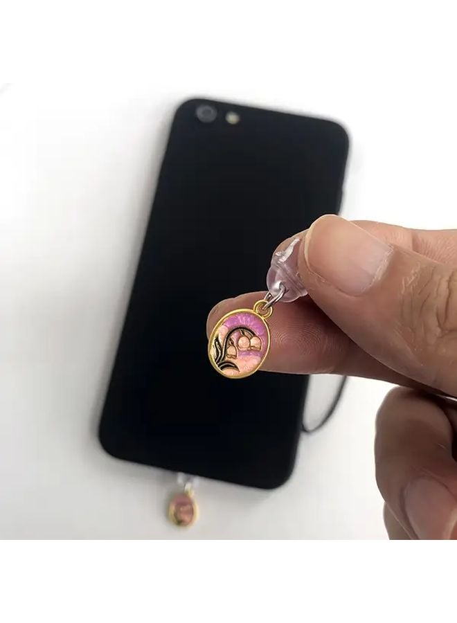 Vintage Mini Oil Painting Suzuran Flower Phone Dust Plug For Type C Port - Image 5