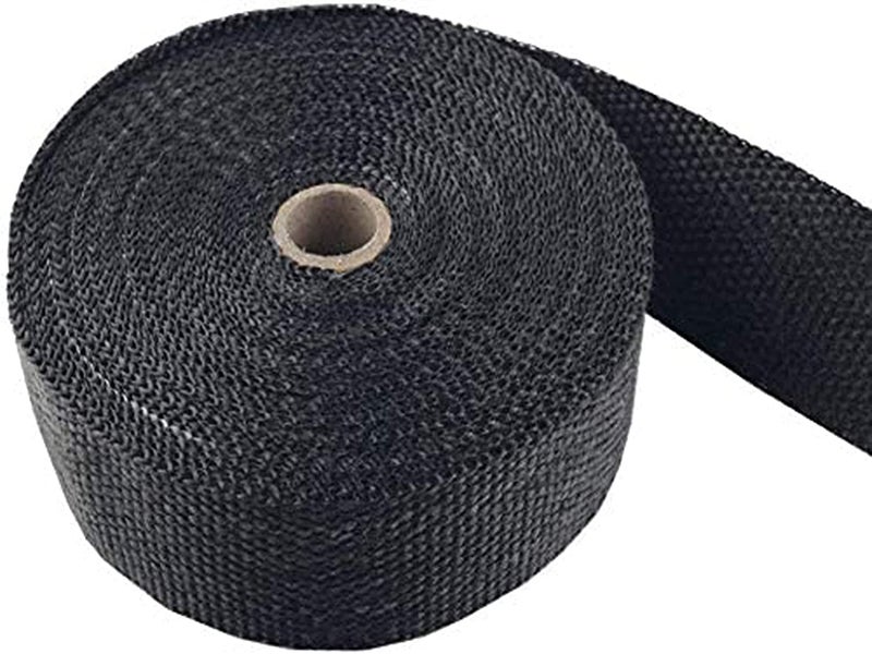 Foneso Car Exhaust Wrap, Foneso Exhaust Tape Bandage Titanium Black Fiberglass Heat Insulation Wrap Roll with 24 Pcs Stainless Steel Zip Ties, for Motorcycle Car Exhaust Pipes, Mainfold (Black, 30M) - Image 2
