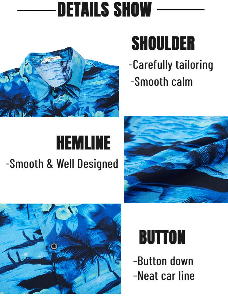 EISHOPEER Men's Classic Hawaiian Shirt and Short 2 Piece Beach Outfits Sets with Bucket Hats Large - Image 5