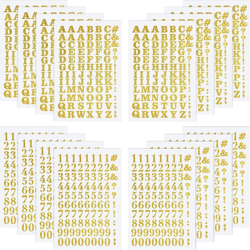 Zonon 1408 Pcs Iron on Letters and Numbers 075 Inch Heat Transfer Letters Numbers Adhesive Applique DIY Fabric Vinyl Alphabets for Clothing Printing Crafts Decorations 16 SheetsGold