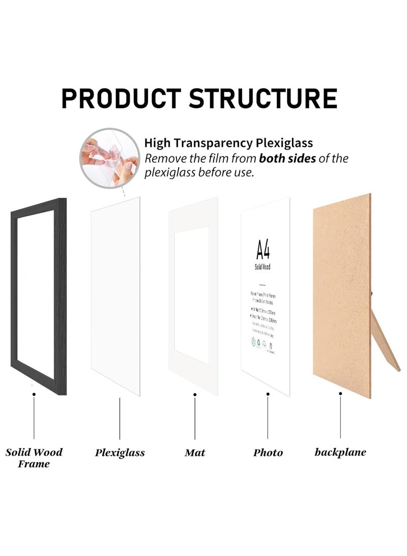 سوفام A4 شهادة إطار الصورة، الخشب الأسود إطار الصورة مع تثبيت ل A4(21*29.7 سم) الطباعة سم، ملصق الإطار مع ضفاف الزجاج للجدار جبل العرض تركيب أو عرض الجدول - Image 3