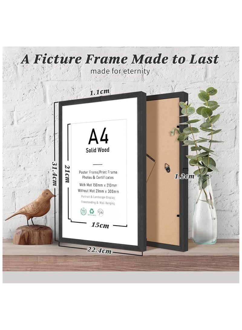 سوفام A4 شهادة إطار الصورة، الخشب الأسود إطار الصورة مع تثبيت ل A4(21*29.7 سم) الطباعة سم، ملصق الإطار مع ضفاف الزجاج للجدار جبل العرض تركيب أو عرض الجدول - Image 4