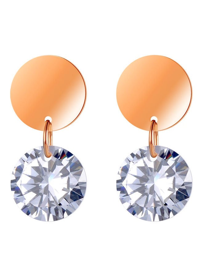 NIBEMINENT Elegant Round Disc Crystal Dangle Drop Ear  - Image 1
