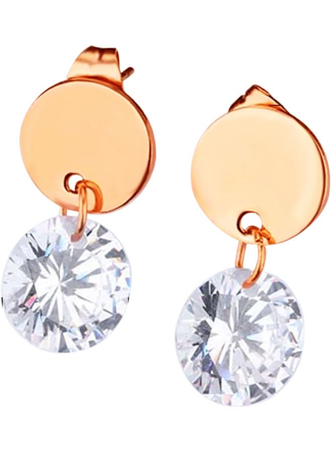 NIBEMINENT Elegant Round Disc Crystal Dangle Drop Ear  - Image 3