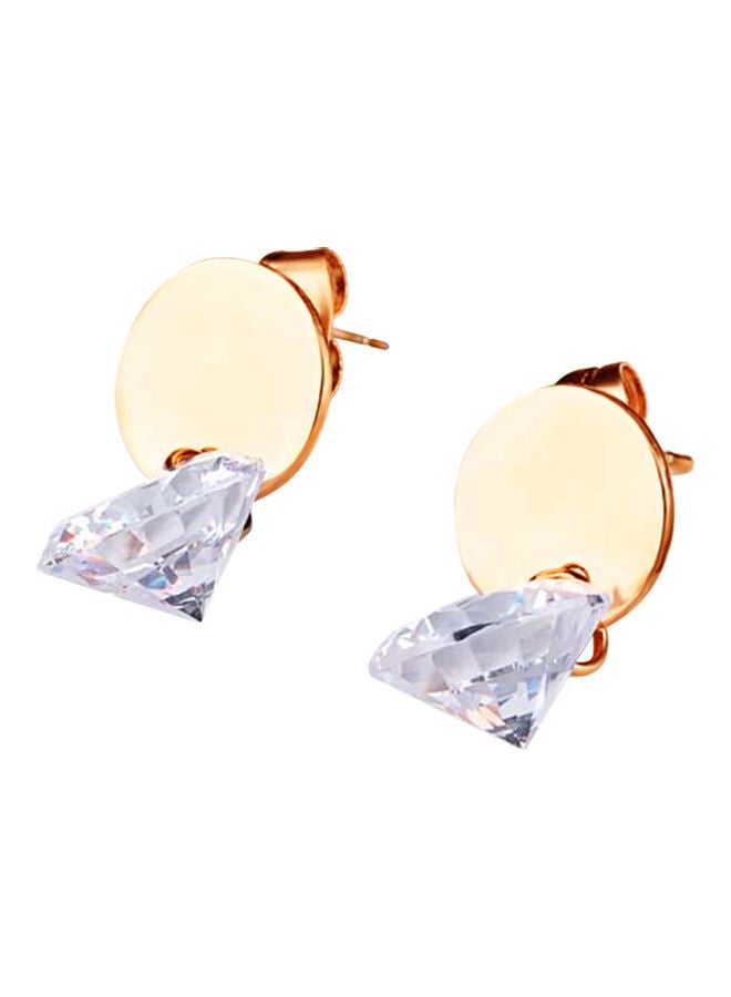 NIBEMINENT Elegant Round Disc Crystal Dangle Drop Ear  - Image 2