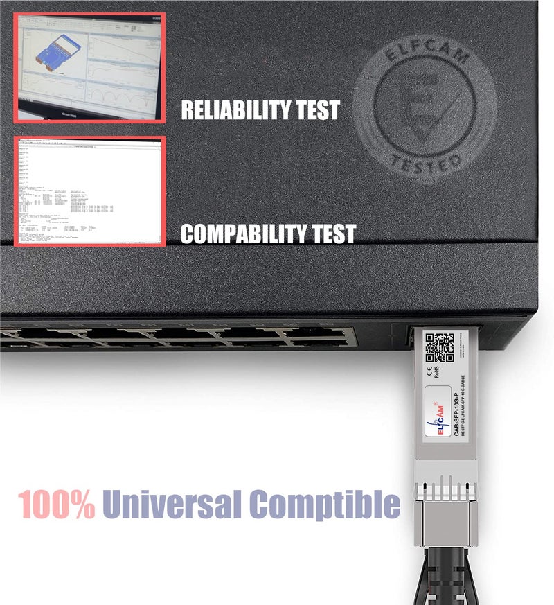 Elfcam® - 30m/98.42ft Fiber Optic Cable OM3 SFP+ to SFP+ AOC 10Gbps, Compatible with SFP-10G-AOC, 30 Meters - Image 4