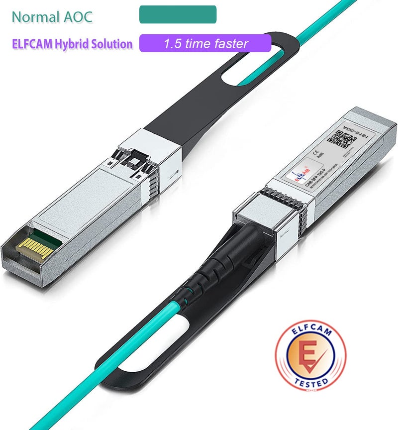 Elfcam® - 30m/98.42ft Fiber Optic Cable OM3 SFP+ to SFP+ AOC 10Gbps, Compatible with SFP-10G-AOC, 30 Meters - Image 3