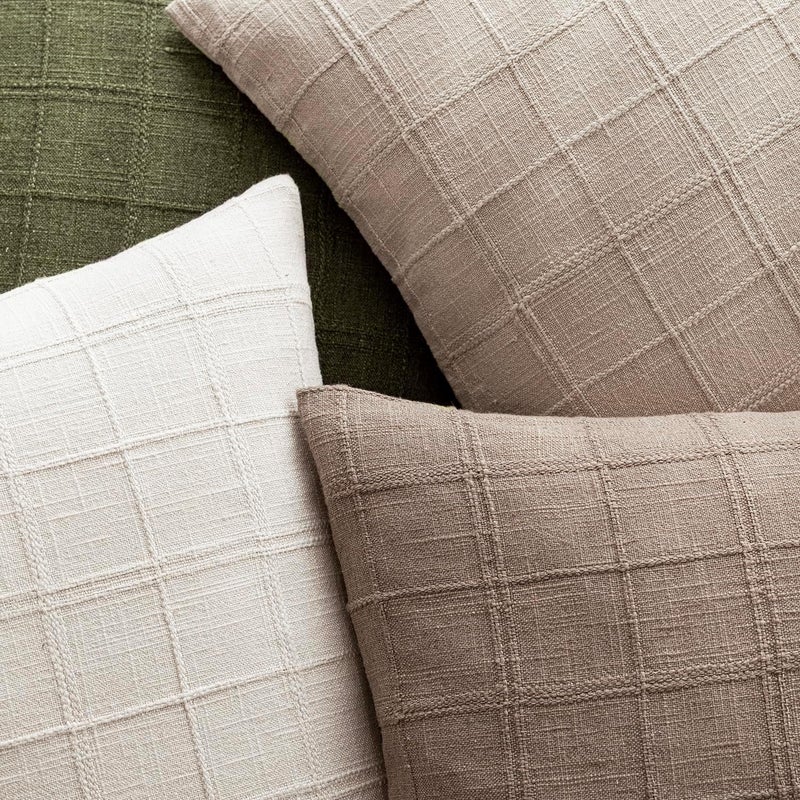 Foindtower Decorative Pillow Covers Linen Checked Neutral Accent Pillowcases Modern Farmhouse Style Boho Home Decor for Sofa Chair Couch Bedroom Living Room Outdoor Set of 2 - Image 4