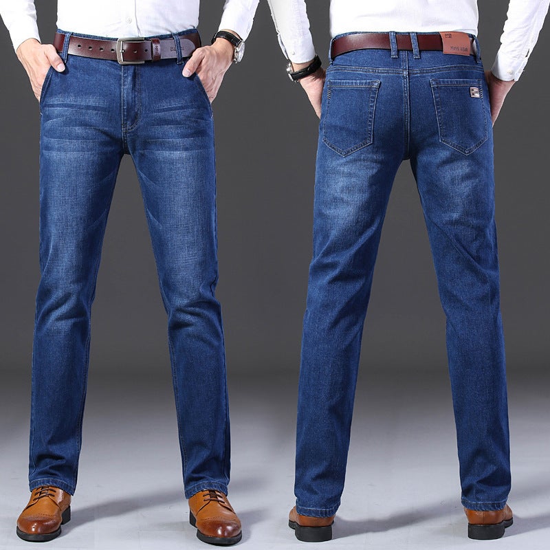 Men'S Jeans Loose Straight Trousers Youth Popular Casual Stretch Boys Pants - Image 2
