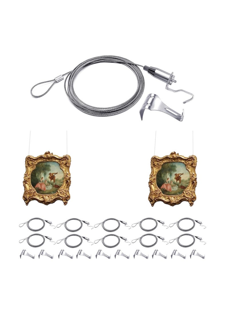 SYOSI Picture Hanging Kit, Adjustable Picture Hanging Wire Kit, Art Picture Display Kit for Wall Picture Exhibition Art Gallery Stainless Picture Molding Hangers Nylon Steel Cable(10 Pcs/1 Meter） - Image 1