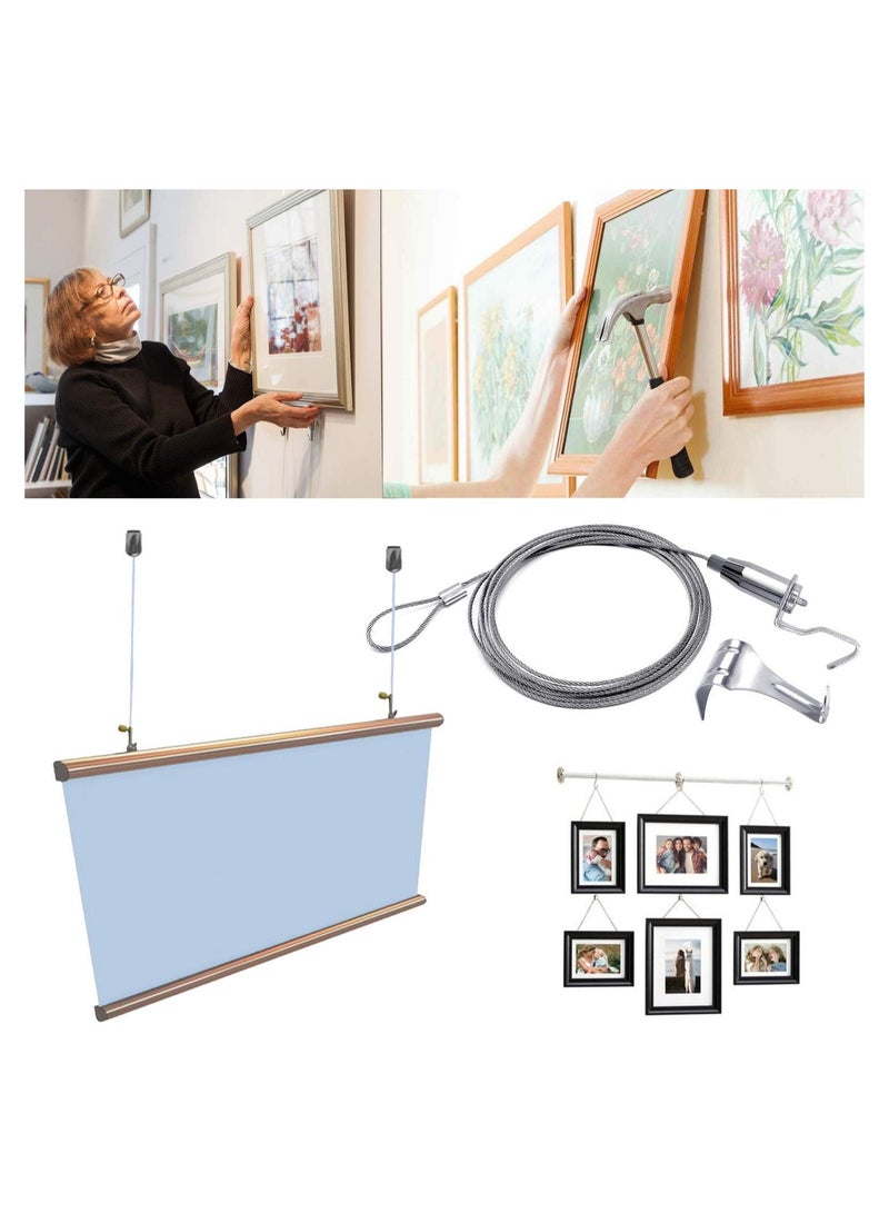 SYOSI Picture Hanging Kit, Adjustable Picture Hanging Wire Kit, Art Picture Display Kit for Wall Picture Exhibition Art Gallery Stainless Picture Molding Hangers Nylon Steel Cable(10 Pcs/1 Meter） - Image 3
