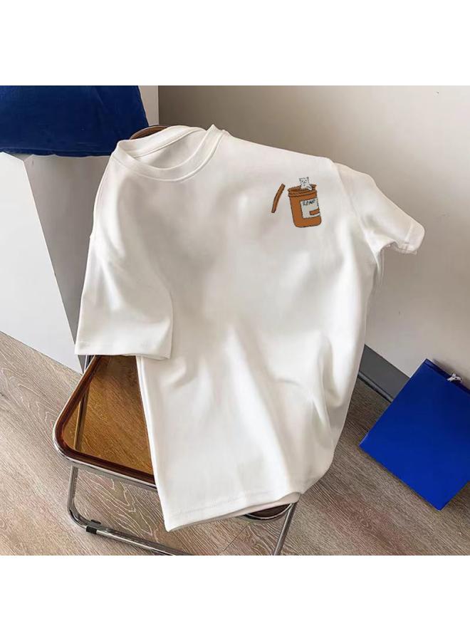 VUELO Heavy Cotton Short-sleeved Women's T-shirt Fashion Brand Round Neck Loose All-match Summer Undershirt Top Clothing  - Image 1