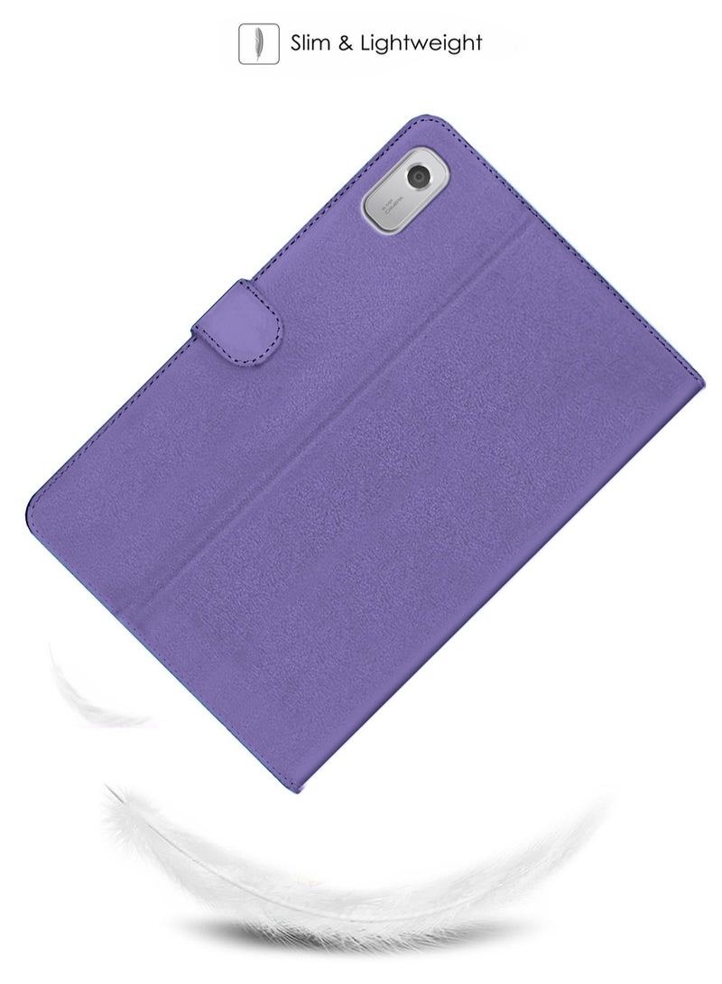 OMAKER PU Leather Magnetic Closure Flip Case Cover For Lenovo Tab M9 4G 2022 Purple - Image 2