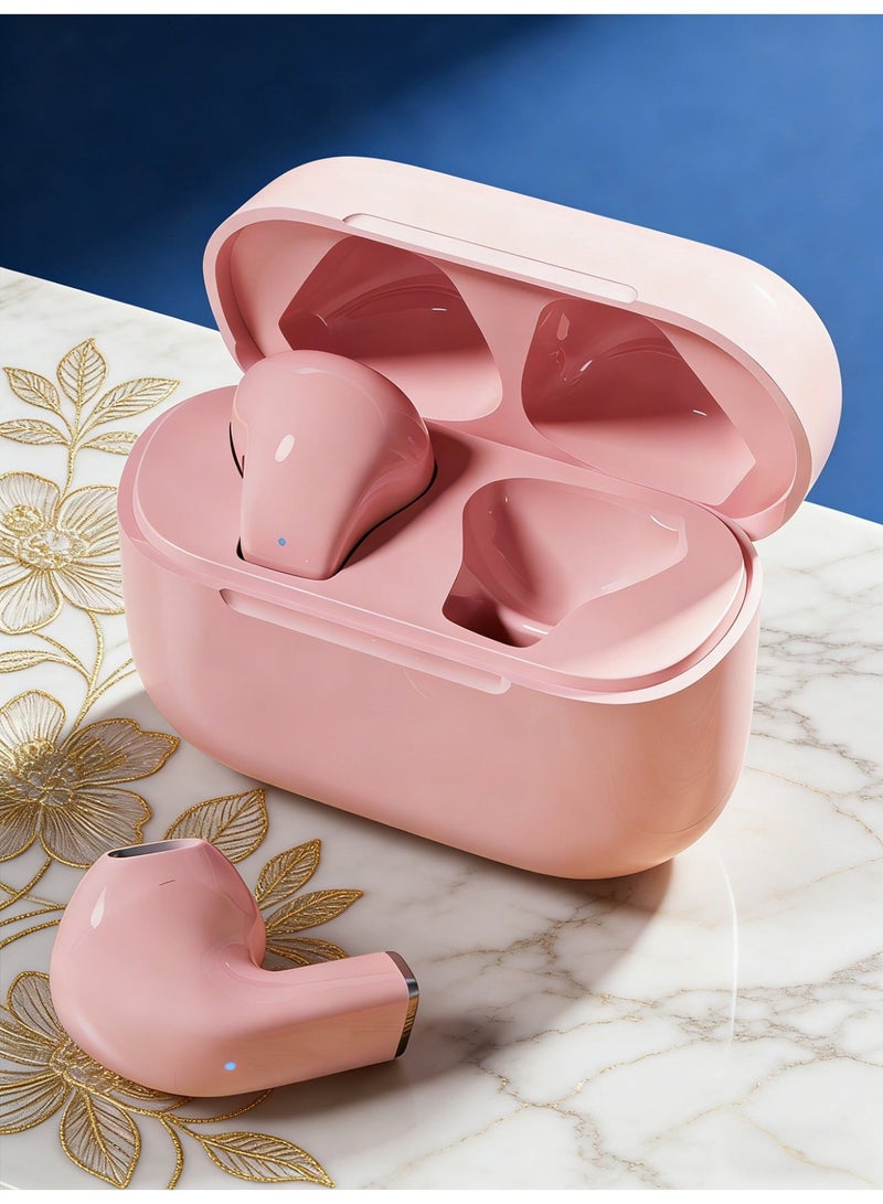 سماعات أذن لاسلكية صغيرة بتقنية بلوتوث 5.4، توفر 3 ساعات من وقت التشغيل، بتصميم شبه داخل الأذن، مع كابل USB إلى Type-C، باللون الأبيض. - Image 1