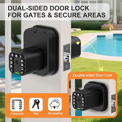 Richelock IU52 Double-Sided Keypad Door Lock, All-Weather, Fully Waterproof Keyless Entry with Dual-Sided Programmable Codes, Same Key Both Sides for Outdoor, Indoor, Gate & Fence - Image 2
