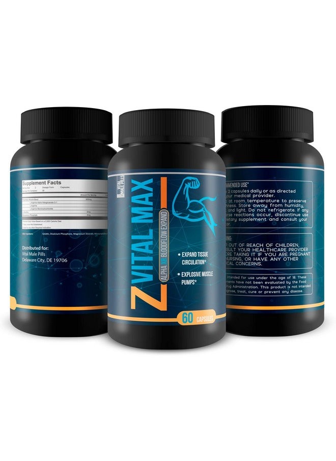 Health & Household - Z Vital Max N02 - Alpha Xr Bloodflow Expand - Expand Veins And Tissues With Increased Blood Flow - Made With Potently Sourced L-Argenine A Natural Vasodialator - Great For Preworkout Or Pre Activity - Image 1