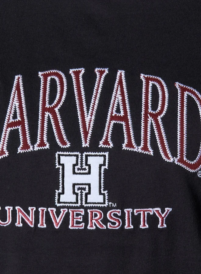 اس بي كاركترز Cotton T-shirt with Harvard University Embroidery