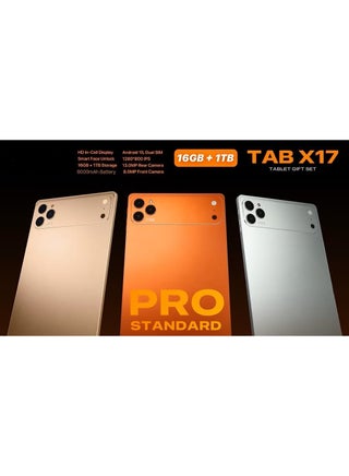 جهاز لوحي Tab X17 مقاس 10.1 بوصة بنظام Android 15 مع لوحة مفاتيح وماوس، ذاكرة RAM بسعة 16 جيجابايت وذاكرة تخزين داخلية 1 تيرابايت، يدعم شريحتي اتصال (Dual SIM) وWi-Fi بتقنية 5G، بطارية بسعة 8000 ملّي أمبير، فتح ذكي عبر التعرف على الوجه، كاميرا أمامية بدقة 8 ميجابكسل وكاميرا خلفية بدقة 13 ميجابكسل (ذهبي) - view 4