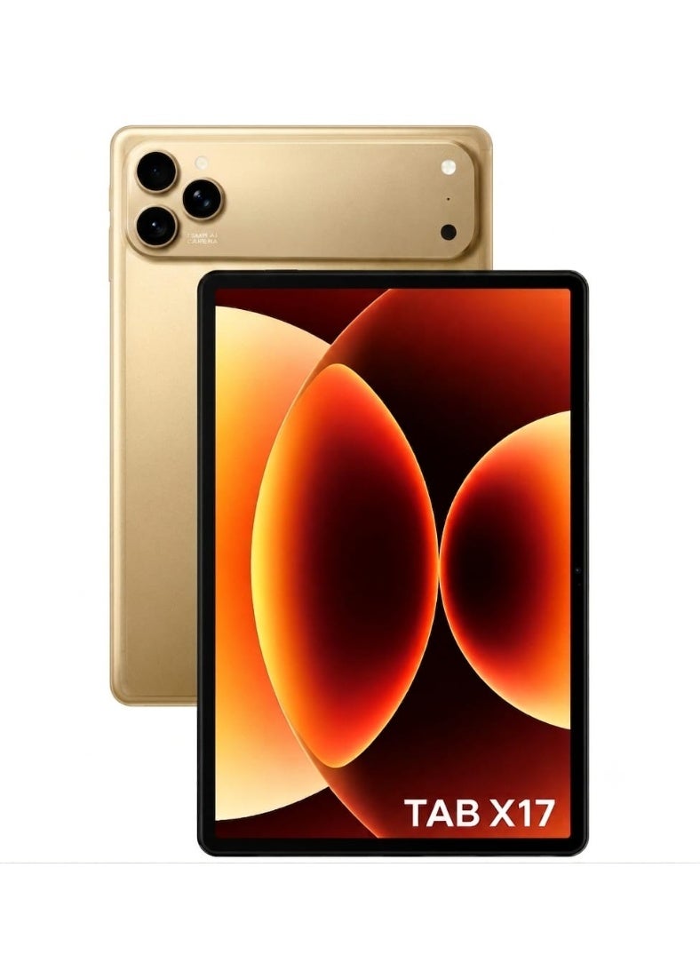 إكس إينوفا جهاز لوحي Tab X17 مقاس 10.1 بوصة بنظام Android 15 مع لوحة مفاتيح وماوس، ذاكرة RAM بسعة 16 جيجابايت وذاكرة تخزين داخلية 1 تيرابايت، يدعم شريحتي اتصال (Dual SIM) وWi-Fi بتقنية 5G، بطارية بسعة 8000 ملّي أمبير، فتح ذكي عبر التعرف على الوجه، كاميرا أمامية بدقة 8 ميجابكسل وكاميرا خلفية بدقة 13 ميجابكسل (ذهبي) - Image 1