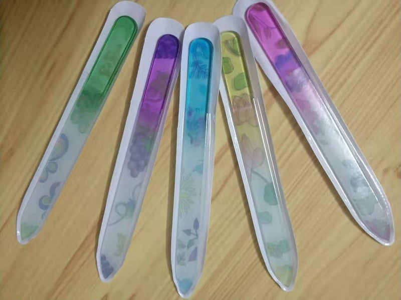 Shuiniba Premium Crystal Glass Nail Files Manicure Set, Professional Double Sided Pedicure Files - Best Glass Nail Files for Natural Nails - Colorful Flower Pattern - 5 Pieces - Image 5