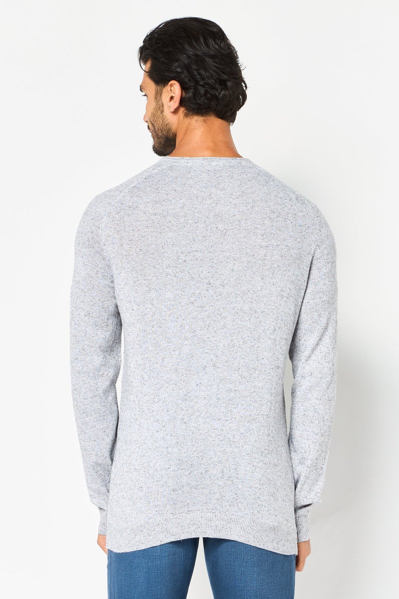 Timberland Men Crew Neck Long Sleeve Embroidered Logo Sweater, Grey - Image 4