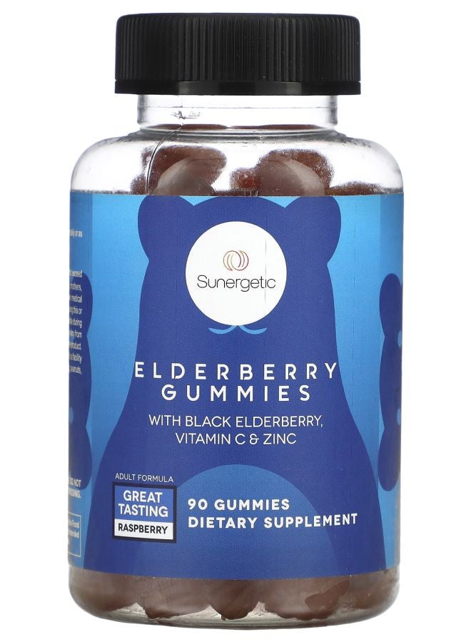 Elderberry Gummies With Black Elderberry Vitamin C & Zinc Raspberry 90 Gummies