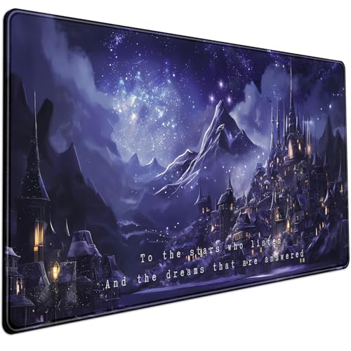 Mechanical Cattle Night Purple Desk Mat Dark Academia Anime Computer Desk Keyboard Mat 315 X 158 in Office Decor for Women Castle Aesthetics Mouse Pad XXL for Desktop Laptop Computer Mouse Gaming Pad - Image 1