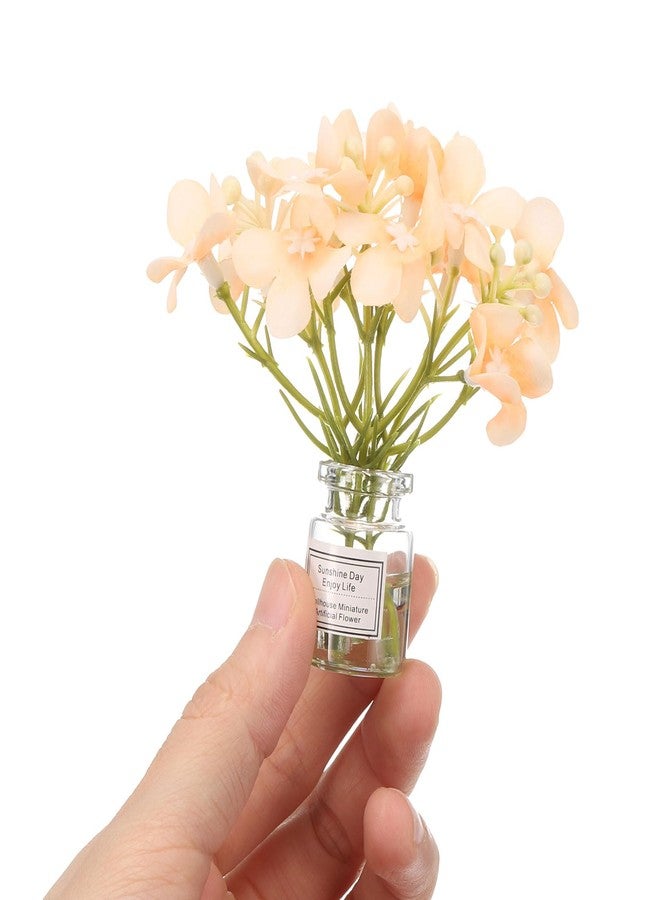 CoCud Mini Flowers Dollhouse in Vase, 3.15" Total Length, Silk Plastic Miniature Dollhouse Accessories with Tiny Flower Korean Pink - (Applications: for Fairy Micro House) 1-Pieces - Image 3
