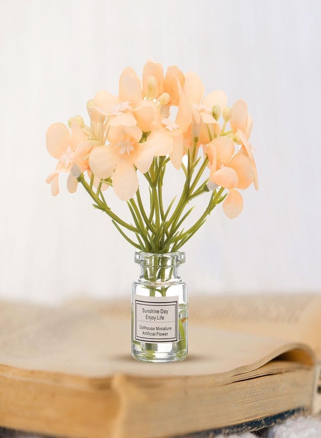 CoCud Mini Flowers Dollhouse in Vase, 3.15" Total Length, Silk Plastic Miniature Dollhouse Accessories with Tiny Flower Korean Pink - (Applications: for Fairy Micro House) 1-Pieces - Image 4