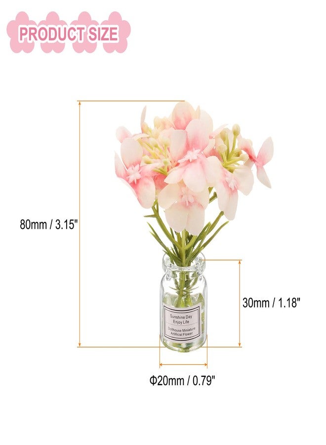 CoCud Mini Flowers Dollhouse in Vase, 3.15" Total Length, Silk Plastic Miniature Dollhouse Accessories with Tiny Flower Korean Pink - (Applications: for Fairy Micro House) 1-Pieces - Image 2