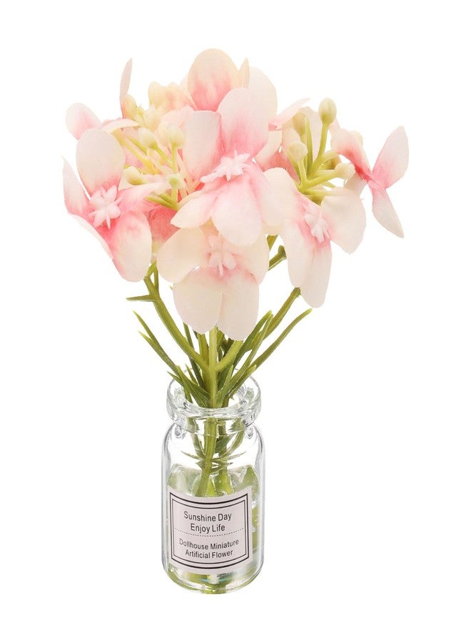 CoCud Mini Flowers Dollhouse in Vase, 3.15" Total Length, Silk Plastic Miniature Dollhouse Accessories with Tiny Flower Korean Pink - (Applications: for Fairy Micro House) 1-Pieces - Image 1