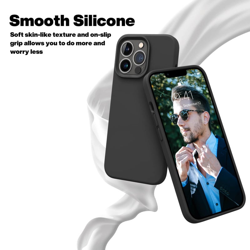 OTOFLY Designed for iPhone 13 Pro Max Case, Silicone Shockproof Slim Thin Phone Case for iPhone 13 Pro Max 6.7 inch (Black) - Image 2
