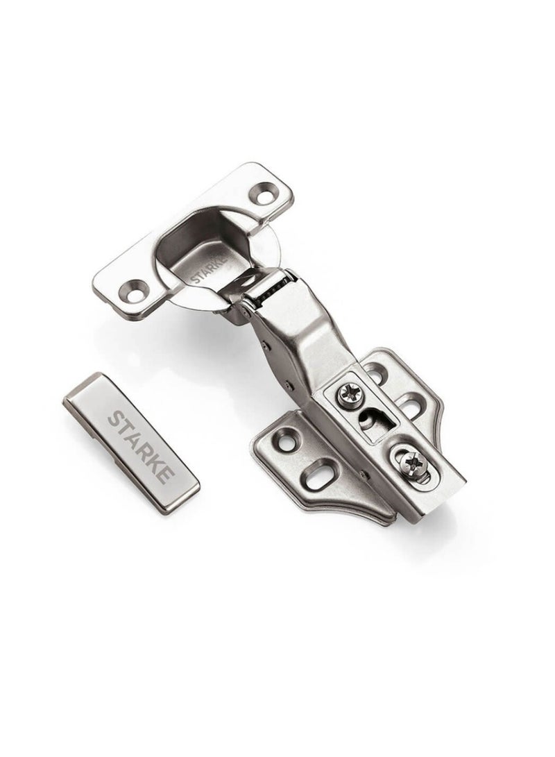 STARKE Pack of 2 Inset Soft Close Fast Mounted 1 Section Force Buffering Hinge - Silver, 105 Degree Opening Angle, 14-22 mm Application, Protective Cover & Screws included. - Image 2